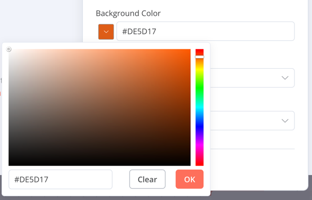 颜色字段示例：Background Color 输入框展开了颜色选择面板
